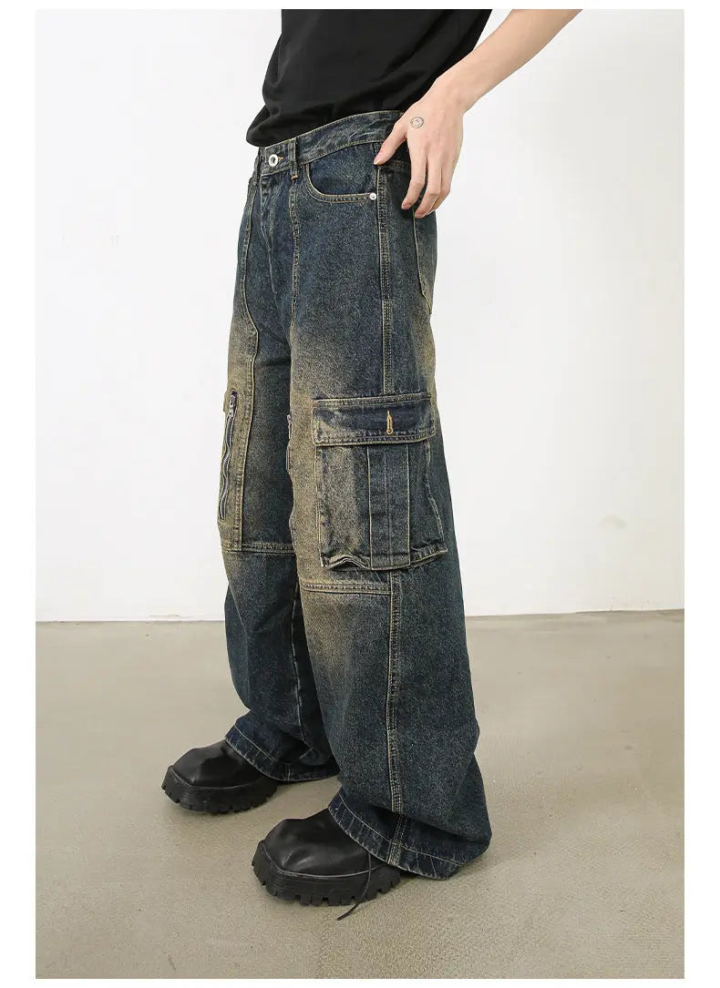 American Washed Cargo Jeans - Y2K Fashion