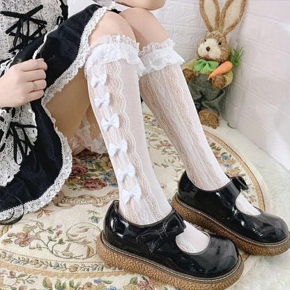 Bow Lace Calf Socks Y2K Fashion