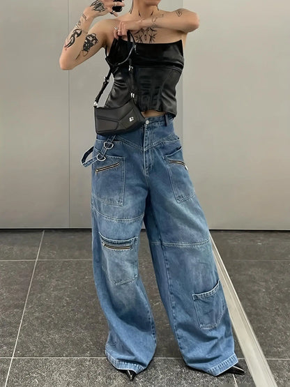 Blue Ring Jeans-Y2k Fashion Baggy Jeans Y2K Fashion