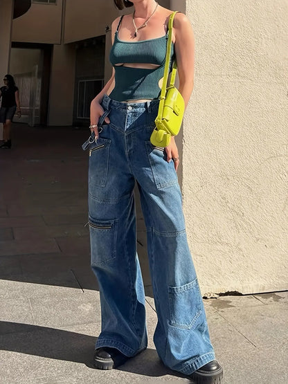 Blue Ring Jeans-Y2k Fashion Baggy Jeans Y2K Fashion