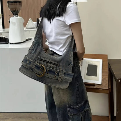 Washed Denim Bag Y2K Fashion