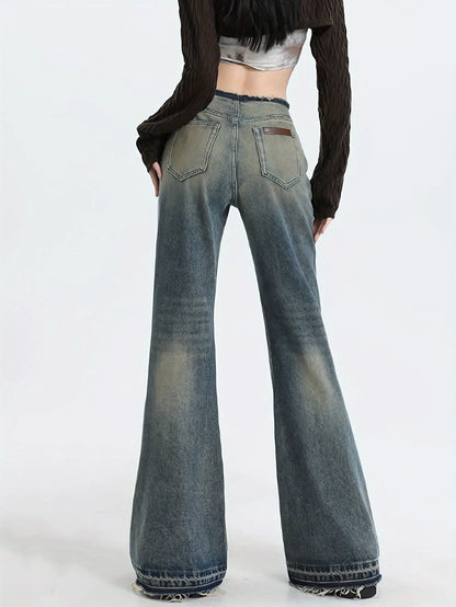 High-Waist Bell Bottom Jeans Y2K Fashion