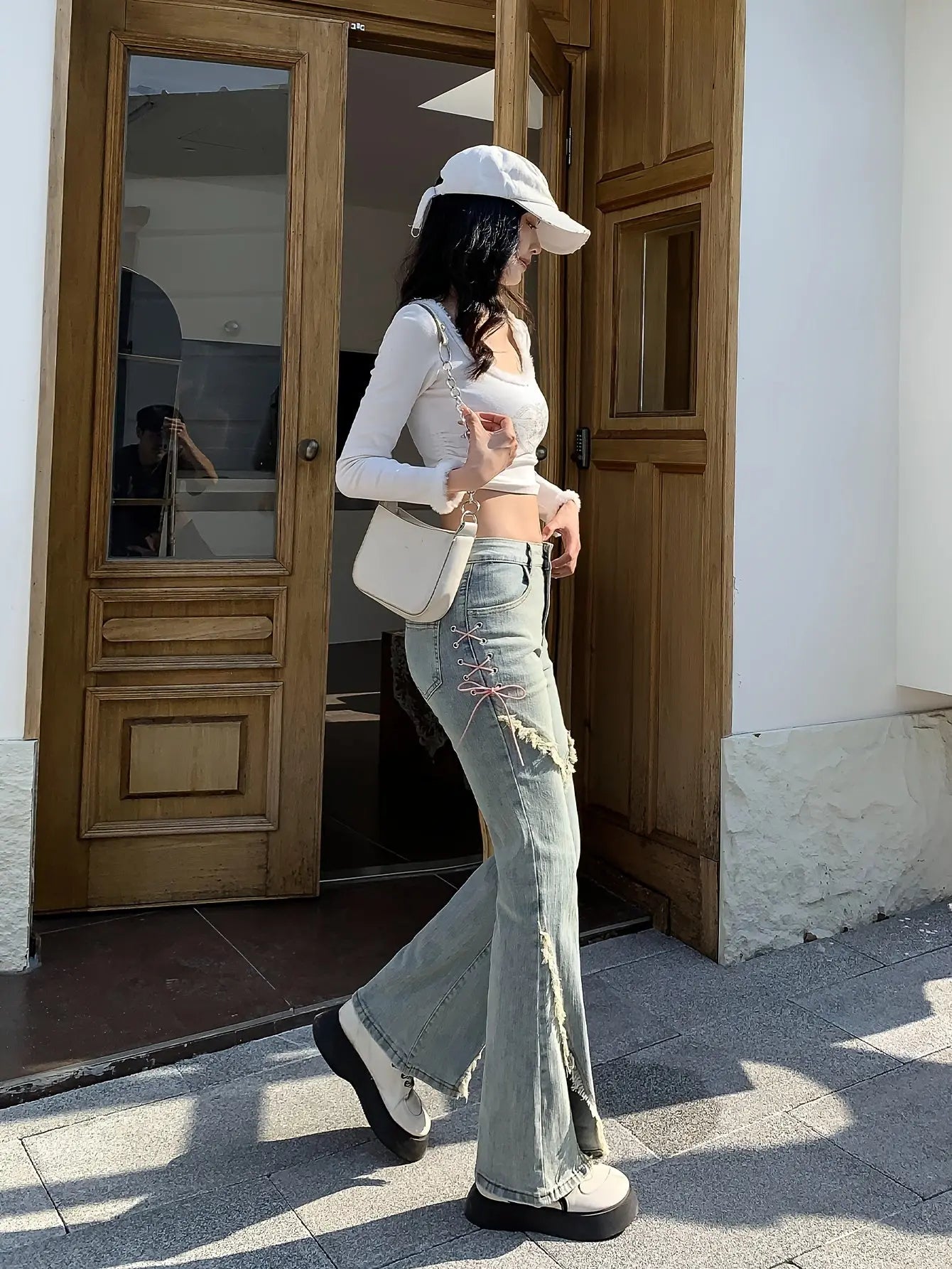 Bow strings Flare Jeans Y2K Fashion