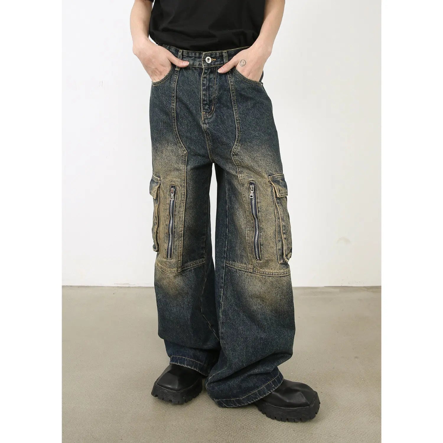 American Washed Cargo Jeans - Y2K Fashion