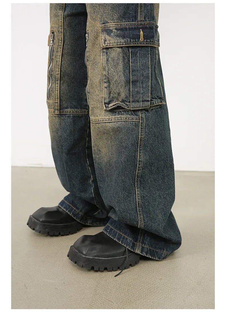 American Washed Cargo Jeans - Y2K Fashion