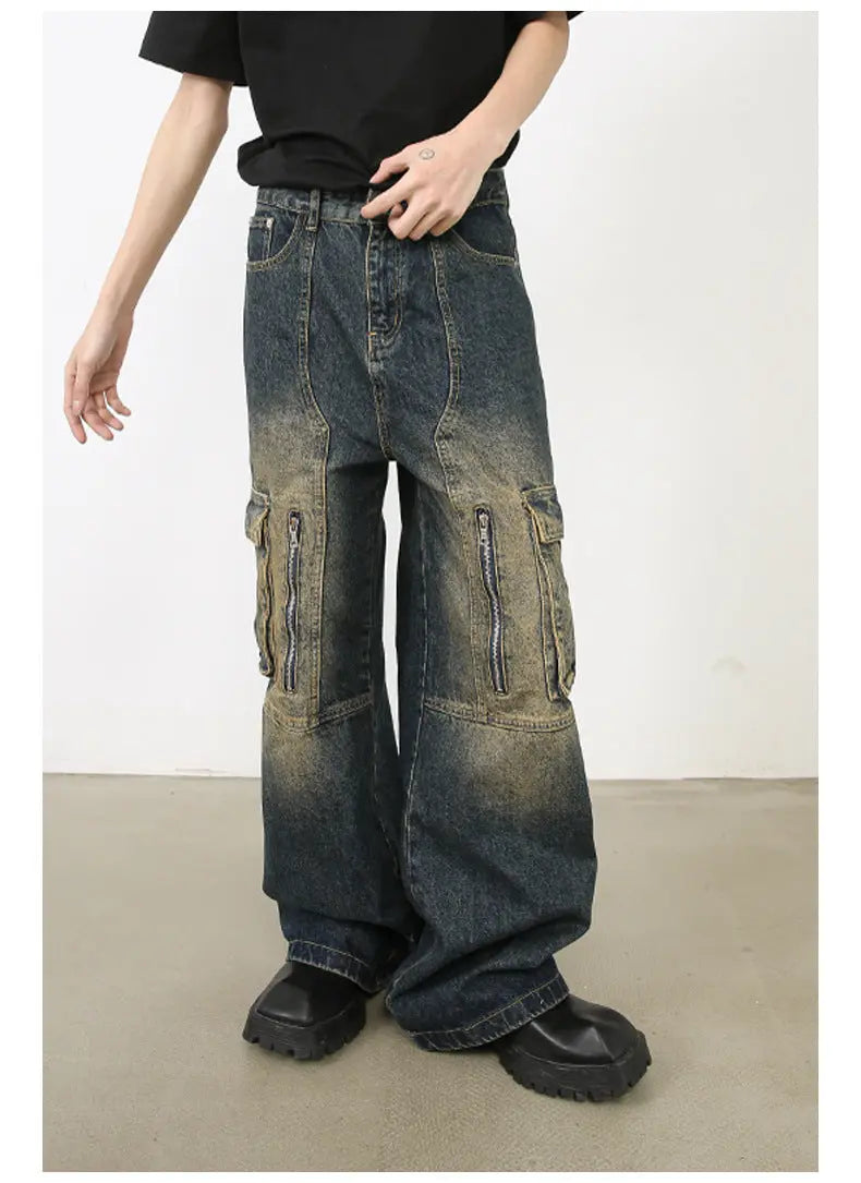 American Washed Cargo Jeans - Y2K Fashion