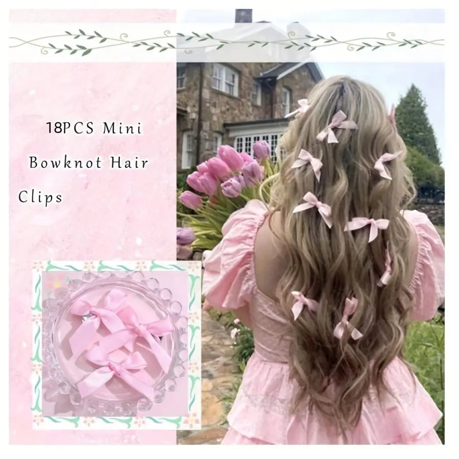 Mini Bow Tie Hair Clips-18 Pcs Y2K Fashion