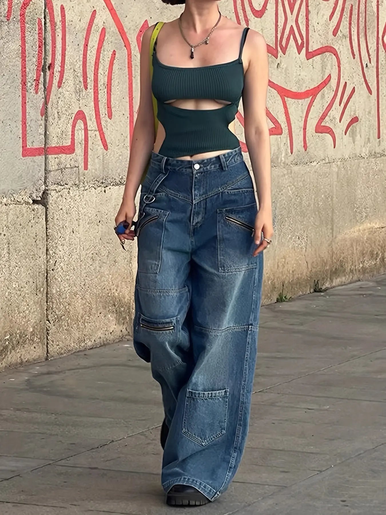 Blue Ring Jeans-Y2k Fashion Baggy Jeans Y2K Fashion