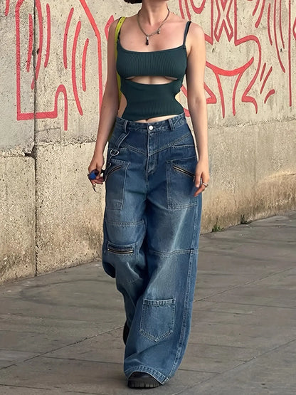 Blue Ring Jeans-Y2k Fashion Baggy Jeans Y2K Fashion