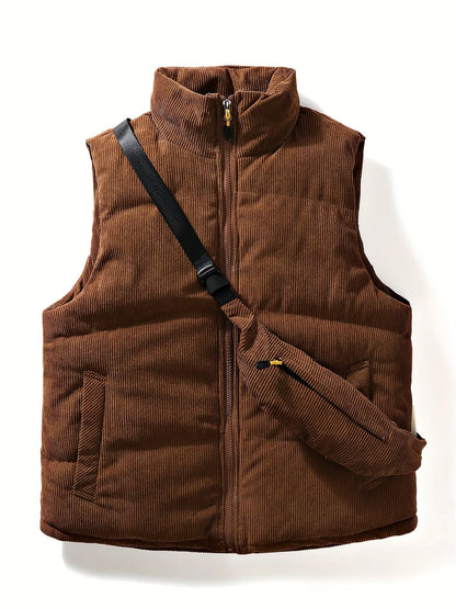 Men's Solid Corduroy Sleeveless Jacket Y2K Fashion