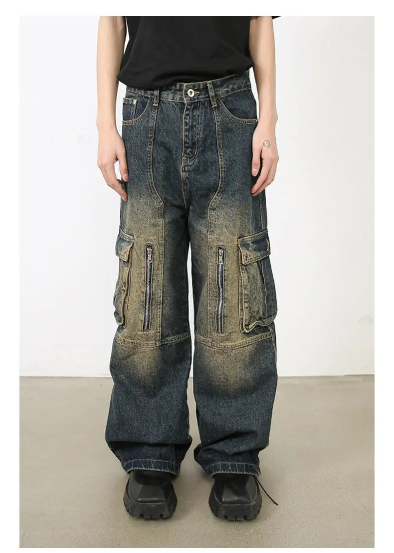 American Washed Cargo Jeans - Y2K Fashion