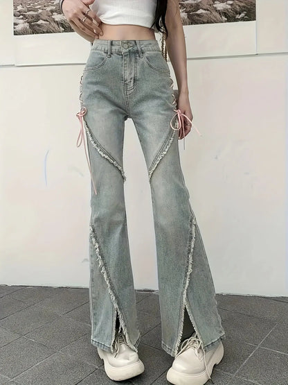 Bow strings Flare Jeans Y2K Fashion