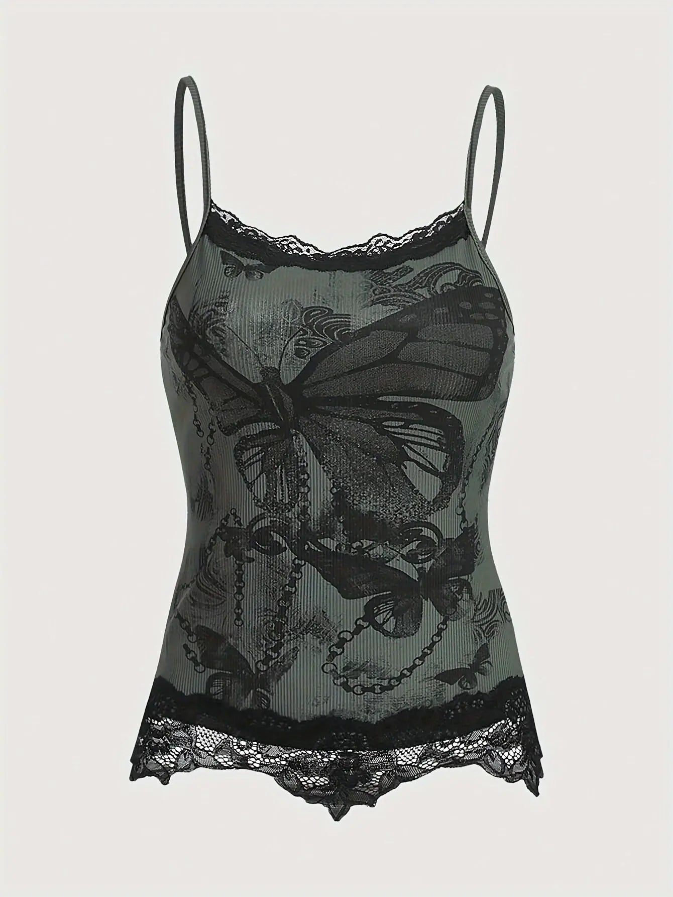 Butterfly Print Cami Top Y2K Fashion