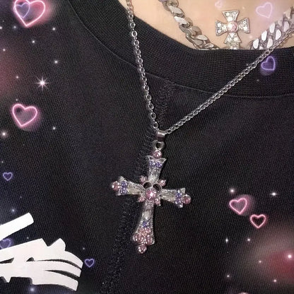 Pink Cross Y2K Chains Y2K Fashion